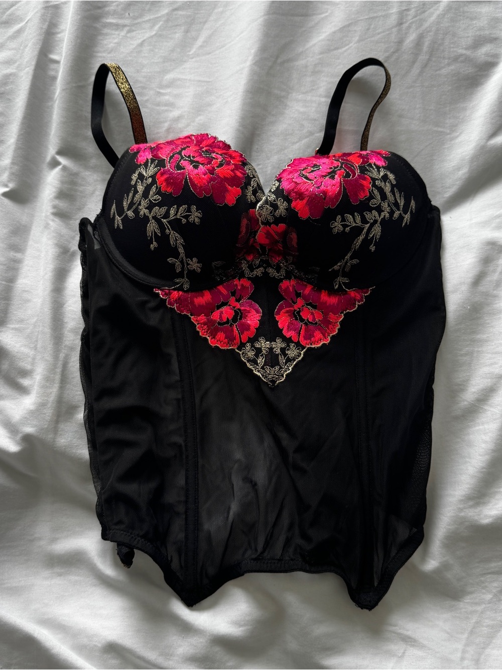 Brand New Victoria’s Secret Pink Floral Embroidery Bustier 34B